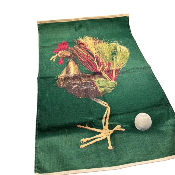 Decorative Tea Towel w/ Rooster Made of Vegetables and a Lone Egg Hilarious! - Picture 4 of 6